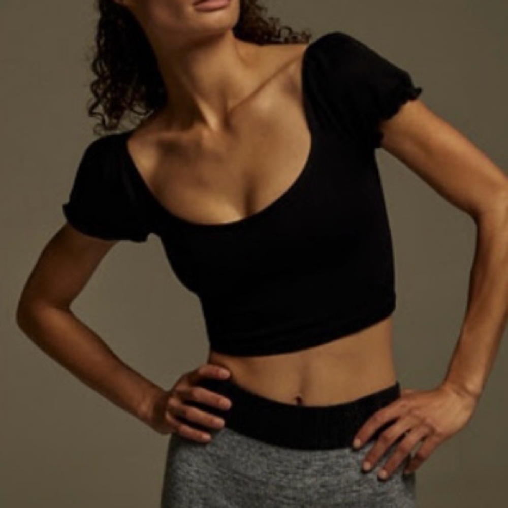 Free People Movement Happiness Runs Puff Sleeve Crop Tank